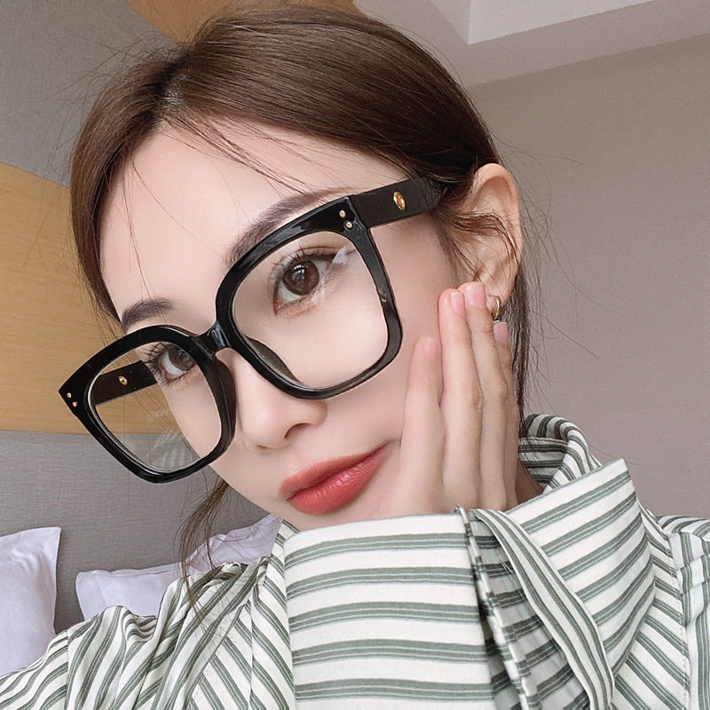 Kedun Square Hollow-Out Plain Glasses Anti-Blue Light 2023 New Eyeglass Frames European and American Style Metal Eyeglass Frames Ins