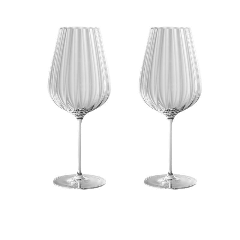 Modern Simple Light Luxury Transparent Vertical Pattern Glass Red Wine Glass Home Creative Big Belly Glass Wine Champagne Goblet