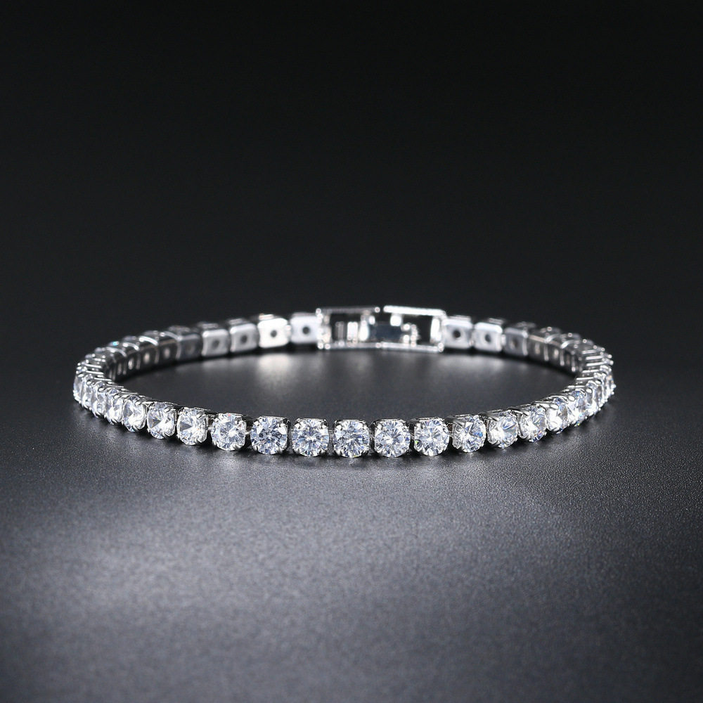 Four-claw diamond bracelet fine diamond niche design simple elegant luxury single row European and American cross-border bracelet