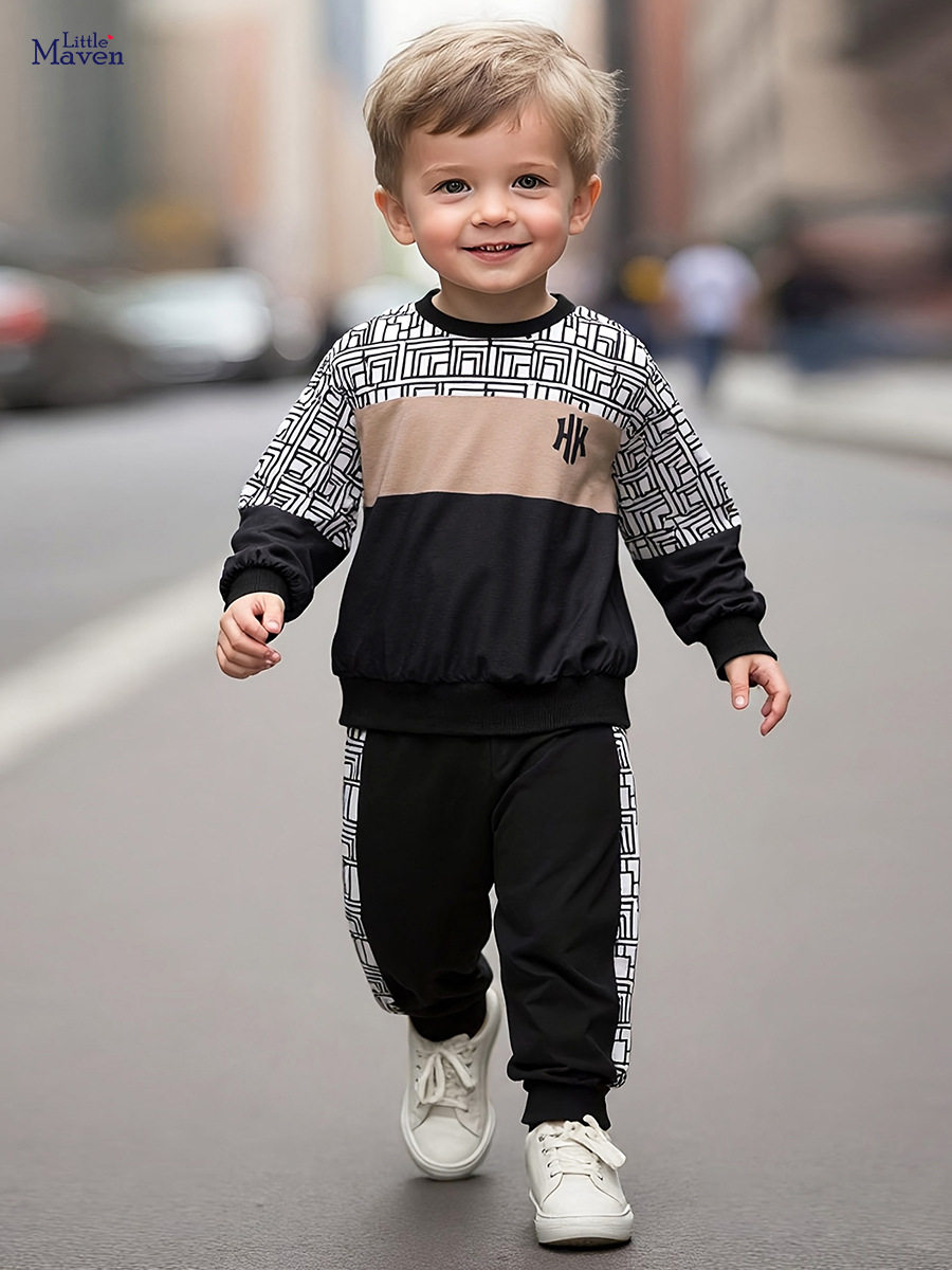 Set Anak Laki-laki Pabrik Sumber, Set Anak Musim Gugur, Pakaian Musim Gugur Lengan Panjang Bayi Bergaya