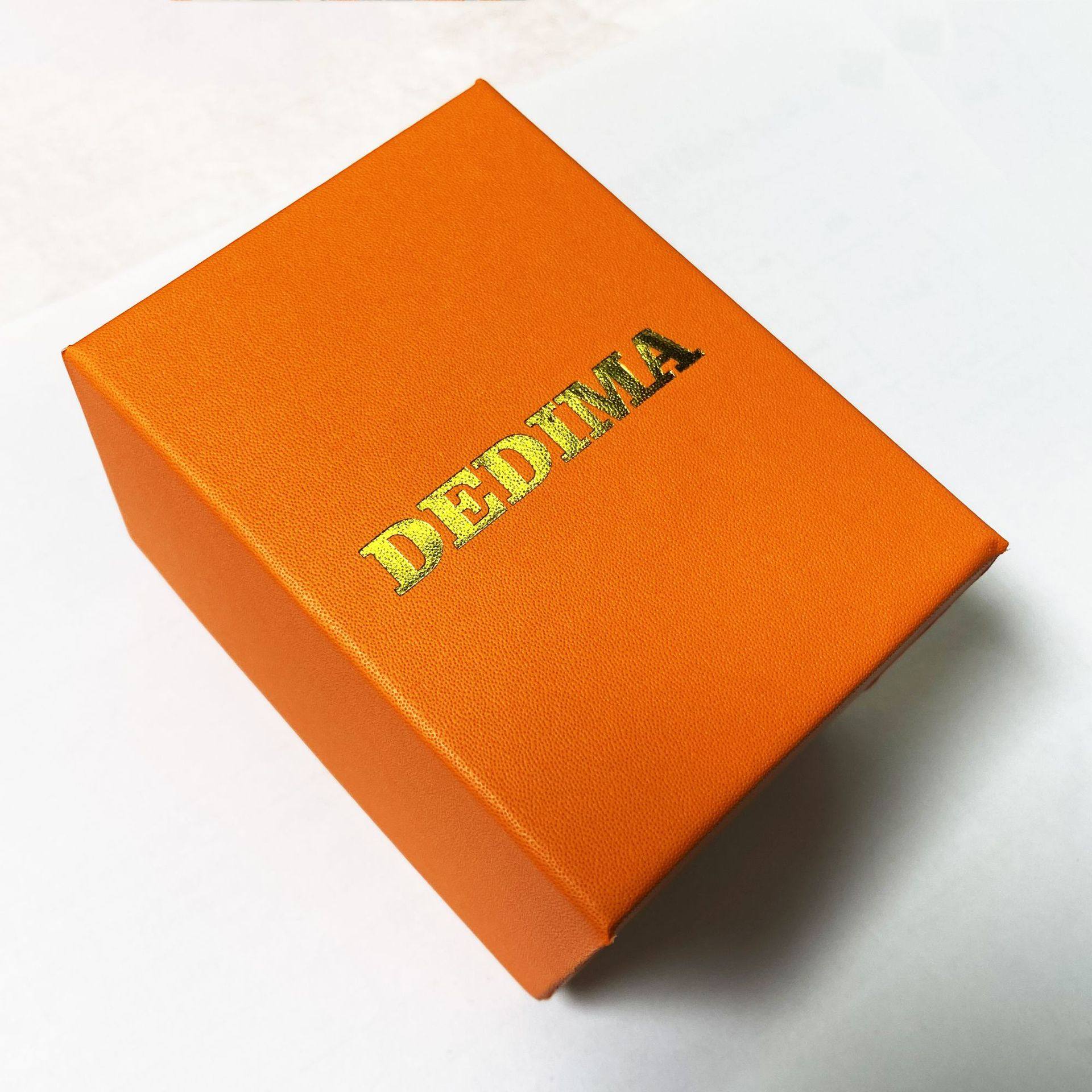 2026 New Fashionable Orange Gold-Stamped Square Watch Case, Super Hard, Elegant and Versatile