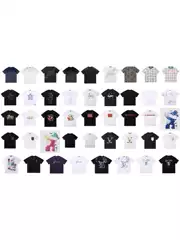 Cross-Border Luxury Fashion High-Quality Full-Print Letter Short-Sleeve Trendy Brand Foreign Trade European Goods Round-Neck Unisex Versatile Top
