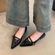 Long Legs Uncle ~ Leather Camellia Coarse Heeled Shallow Mouth Single-layer Shoes Women's Pointed Elegant Mary Jane Shoes Women's 2025 New