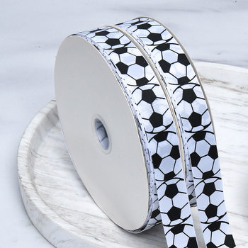 Amazon cross-border football printing thread belt factory direct spot wholesale gift packaging polyester ribbon accessories