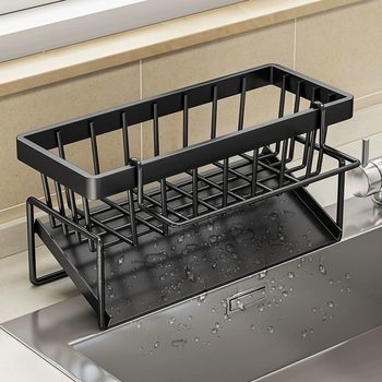 Kitchen Storage Rack Sink Countertop Draining Storage Multifunctional Faucet Steel Wire Cleaning Cloth Artifact Wipe Cloth