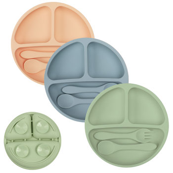 Cross-border Hot Selling Baby Silicone Dinner Plate Suction Plate Bowl Baby Children's Tableware Learning to Eat Supplementary Bowl Feeding Tableware suit