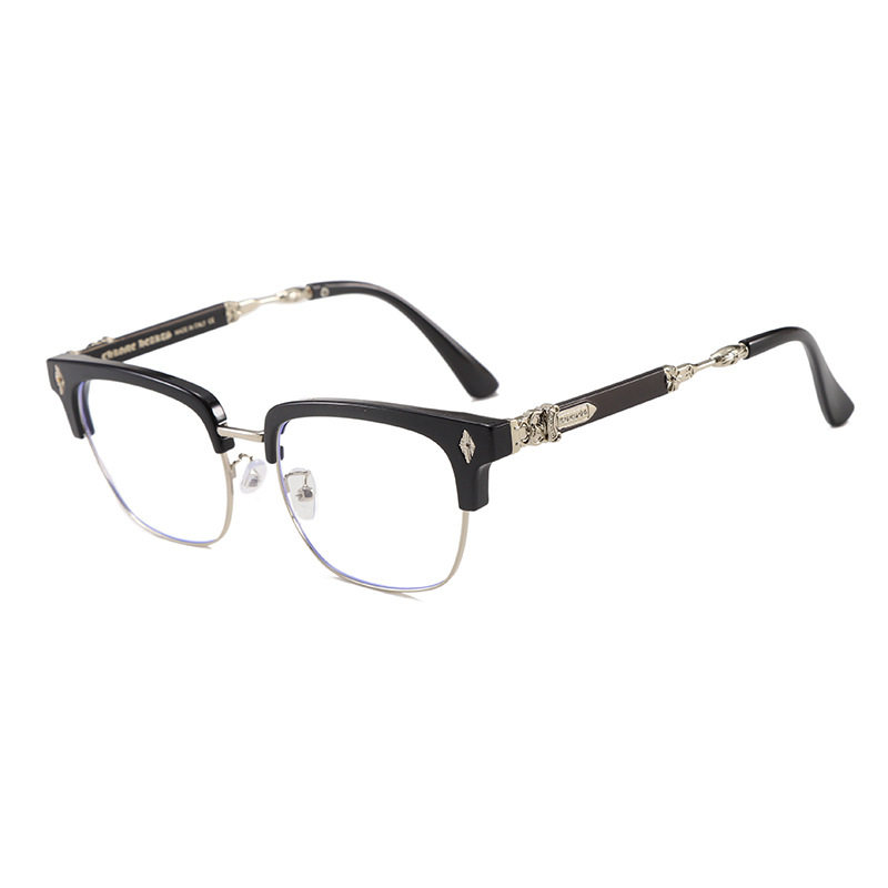 New Business Versatile Glasses Frames for Men, Lightweight and Translucent Gray Glasses Frames, Retro Eyebrow Frames, Metal Glasses Frames for Women Wholesale