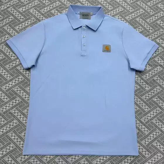 Cross-Border Am Card Brand Classic Small Square Logo Embroidered Polo Shirt, Loose Fit, Business Casual