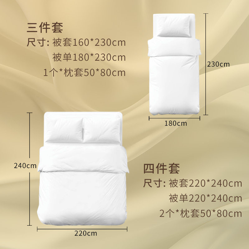 Hotel Bed and Breakfast disposable bed sheet suit dirty portable double bed sheet quilt cover pillowcase solid color four-piece set