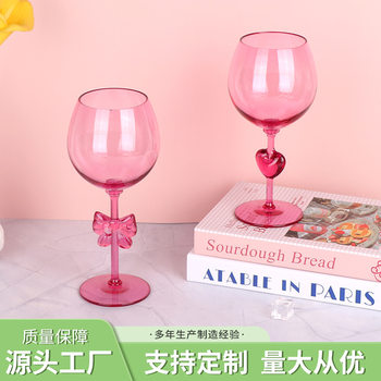 Factory Customized Creative Red Wine Plastic Cup Set Scandinavian Accessible Luxury Creative Pc Wine Glass Bow Heart Cup Wholesale