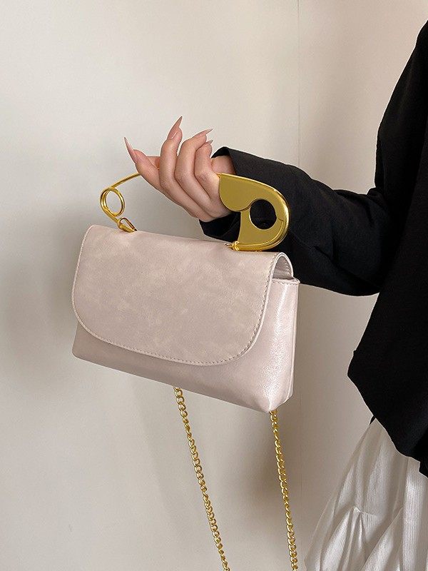 Personalized paper clip trendy and western style casual chain hand-held cross-body pin bag