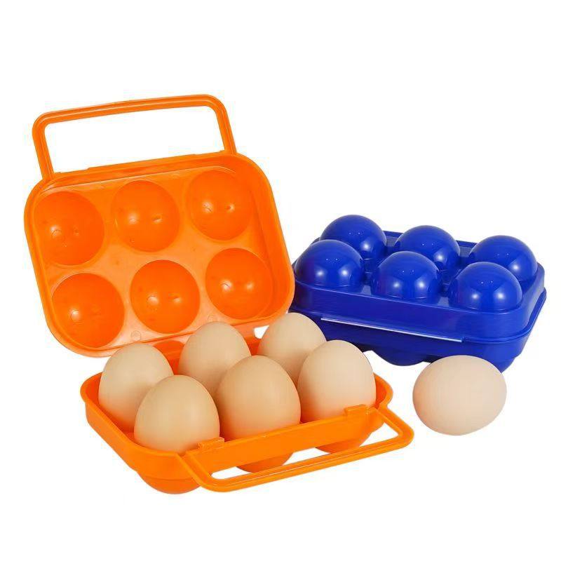 Outdoor Egg Box Picnic Portable Plastic 6-Compartment Egg Box Duck Egg Packaging Portable Shock-Proof Egg Tray