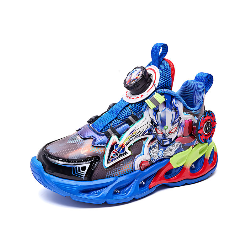 Boys' Sneakers 2024 Spring and Autumn New Ultraman Kidsren's Shoes with Light-Up Shoelaces and Lights for Baby Boys