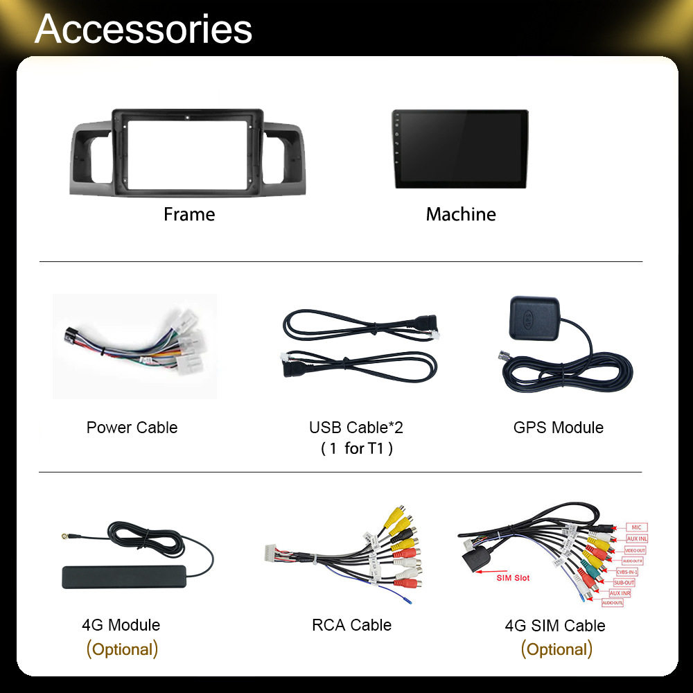 Suitable for Toyota Corolla 00-04 Models Gps Android Car Navigation System Carplay Wifi 4g Dvd