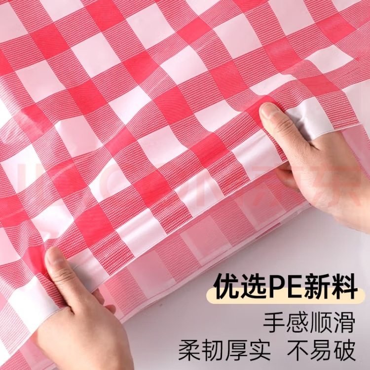 100 Disposable Tablecloths Plastic Thickeneded Tablecloths Plaid Cloth Restaurant Hotel Food Stall Round Table Square Placemats