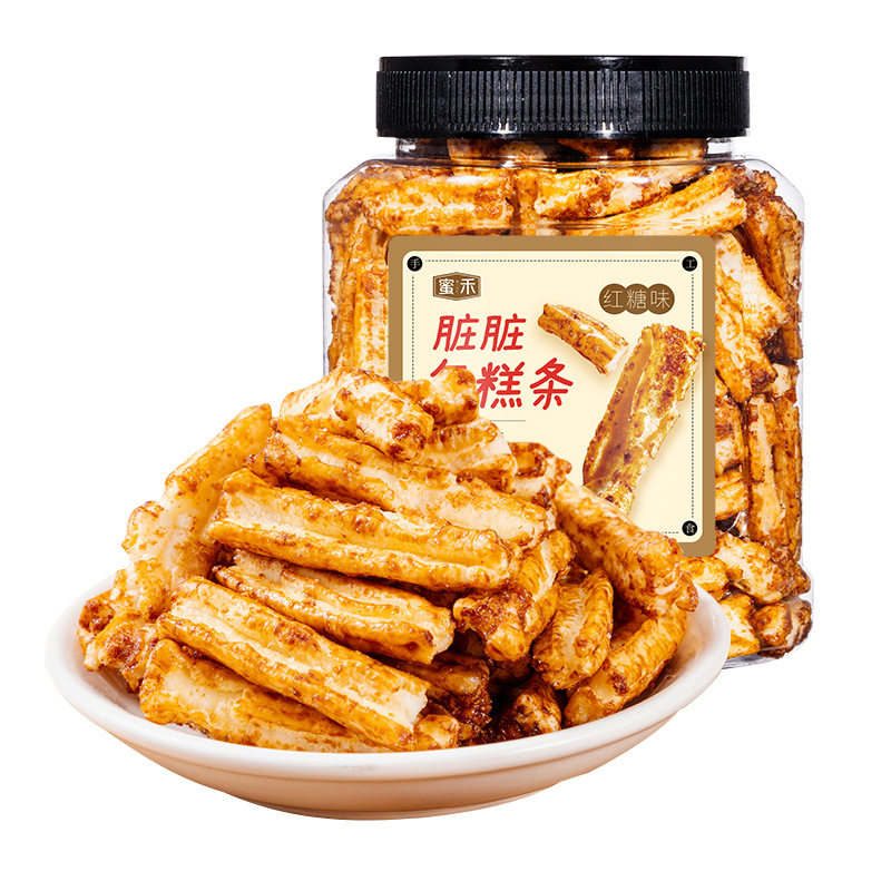Dirty Rice Cake Strips with Brown Sugar Flavor, Popular Internet Sensation, Super Delicious Snacks, Casual Snacks, Food for Office Cravings