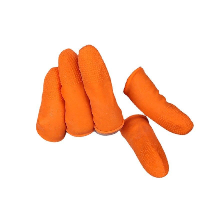Source Manufacturer Disposable Pitted Latex Finger Cots Wholesale Thickened Rubber Orange White Anti-Cut Anti-Slip Pattern Embroidered Finger