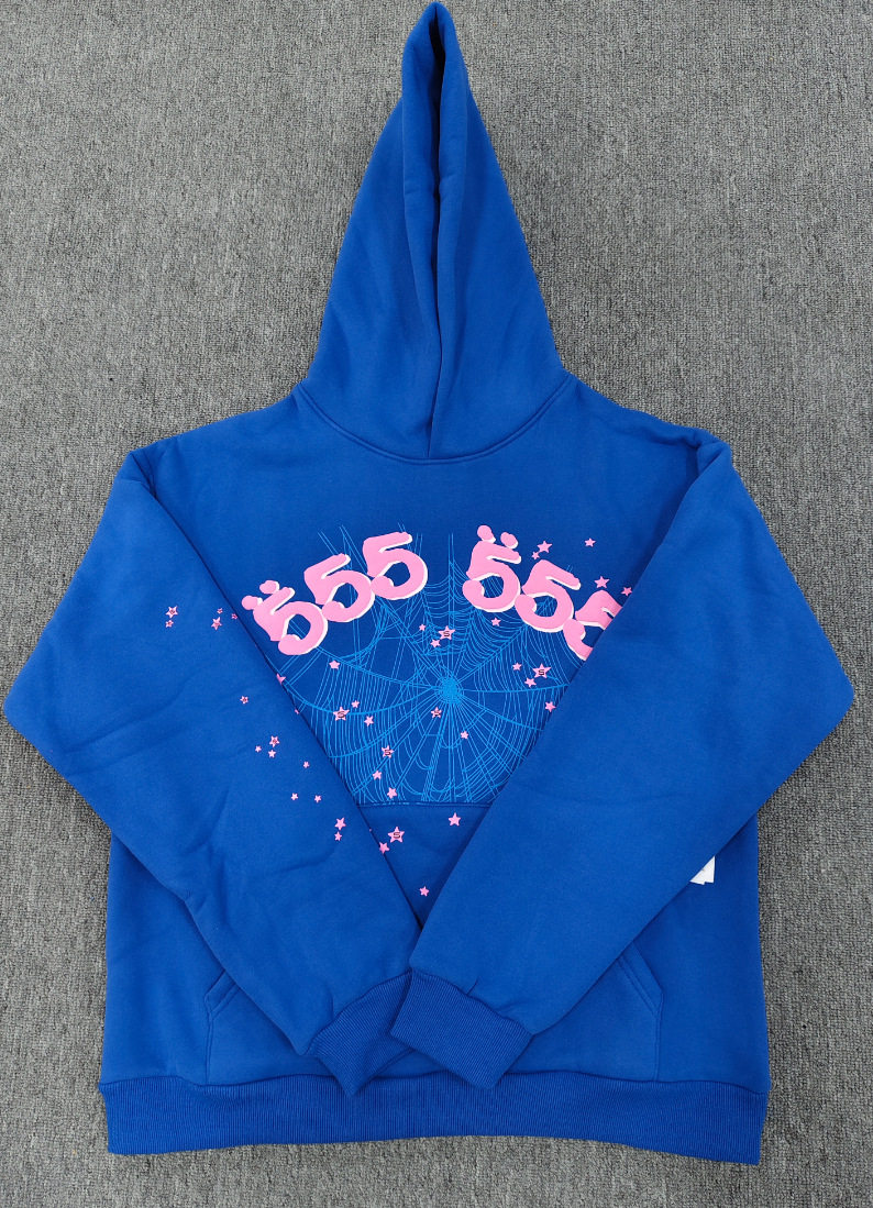 跨境爆款连帽衫555555美潮街头重磅宽松Sp5der卫衣卫裤男套装现货