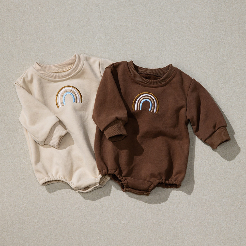 Spring and Autumn New Children's Clothes Newborn Clothes Class a One-piece Clothes Long-sleeved Rainbow Hassel Climbing Clothes Home Clothes