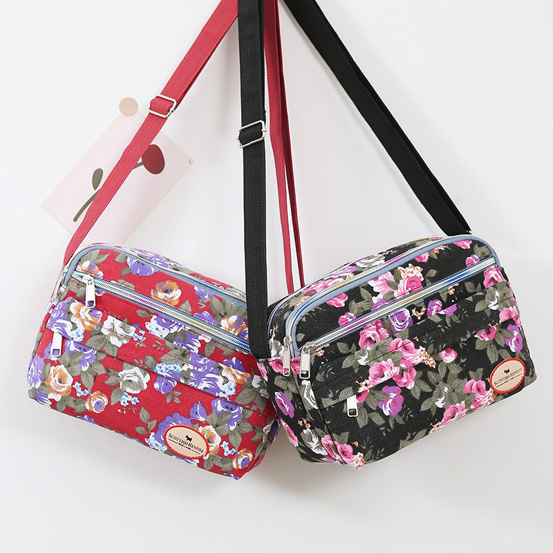 新款妈妈包牛津布女士花布单肩包大容量帆布中老年斜挎包地摊包包