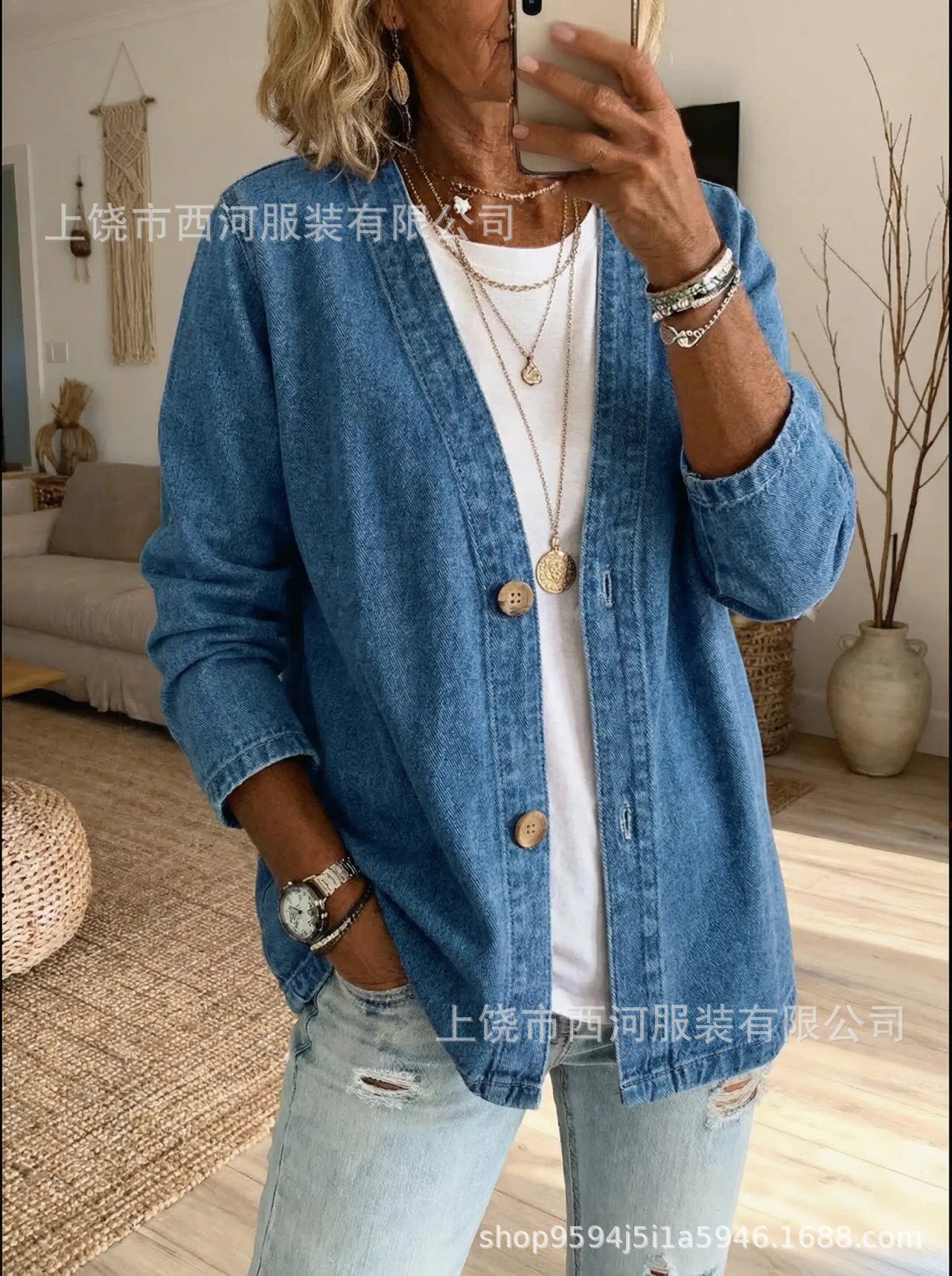 新款跨境独立站2026春季女装花卉印花V领休闲女装衬衫上衣复古