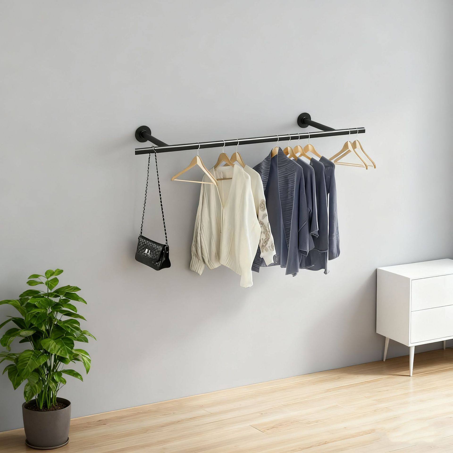 Cross-Border New Style Splicable Clothes Drying Rod Balcony Top-Mounted Hanging Fixed Clothes Drying Rod Black and White Rust Steel Clothes Drying Rod