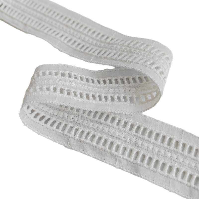 Double Row Stair Hole Cotton Lace Small Barcode Cotton Embroider Lace Square Cut Out Embroider Lace Clothing Accessories