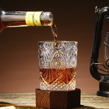 Simple style embossed whiskey Cup lead-free glass cocktail glass multifunctional universal wine glass bar Cup