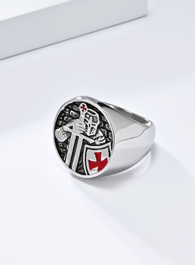 圣殿骑士钛钢复古戒指