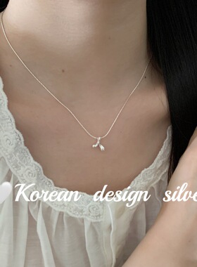 韩版时尚简约ins风锁骨链 S925纯银mini鱼尾项链叠戴小众设计级