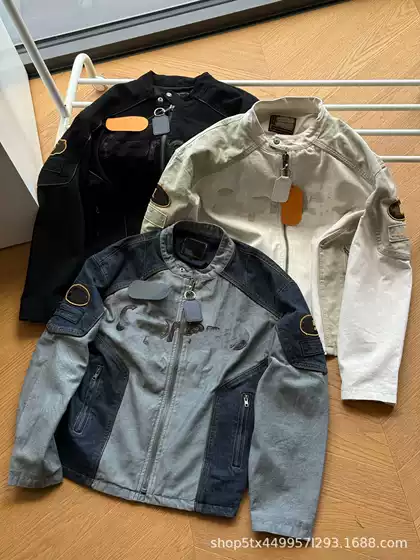 Sup American Retro Jacket Men's and Women's Motorcycle Leather Logo Applique Letter Casual Loose Zipper Jacket Jacket