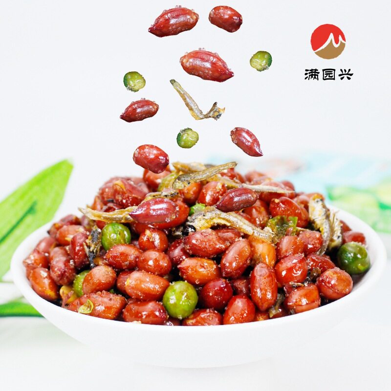 Yijiangcheng small fish peanut 135g red skin peanut fried factory direct wine dish small fish dried Internet celebrity same style