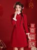 Red Pearl new Chinese cheongsam Tang suit Chinese style short girl dress winter fleece-lined thickened