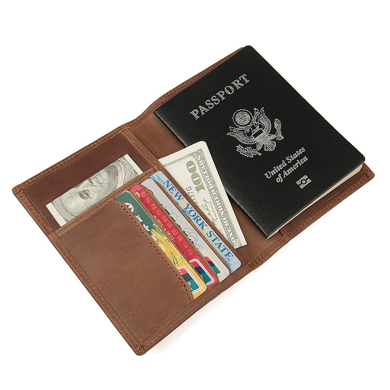 Ví hộ chiếu da bò thật chống trộm RFID đựng hộ chiếu thẻ vé máy bay — Màu đen, Màu nâu, Màu nâu nhạt