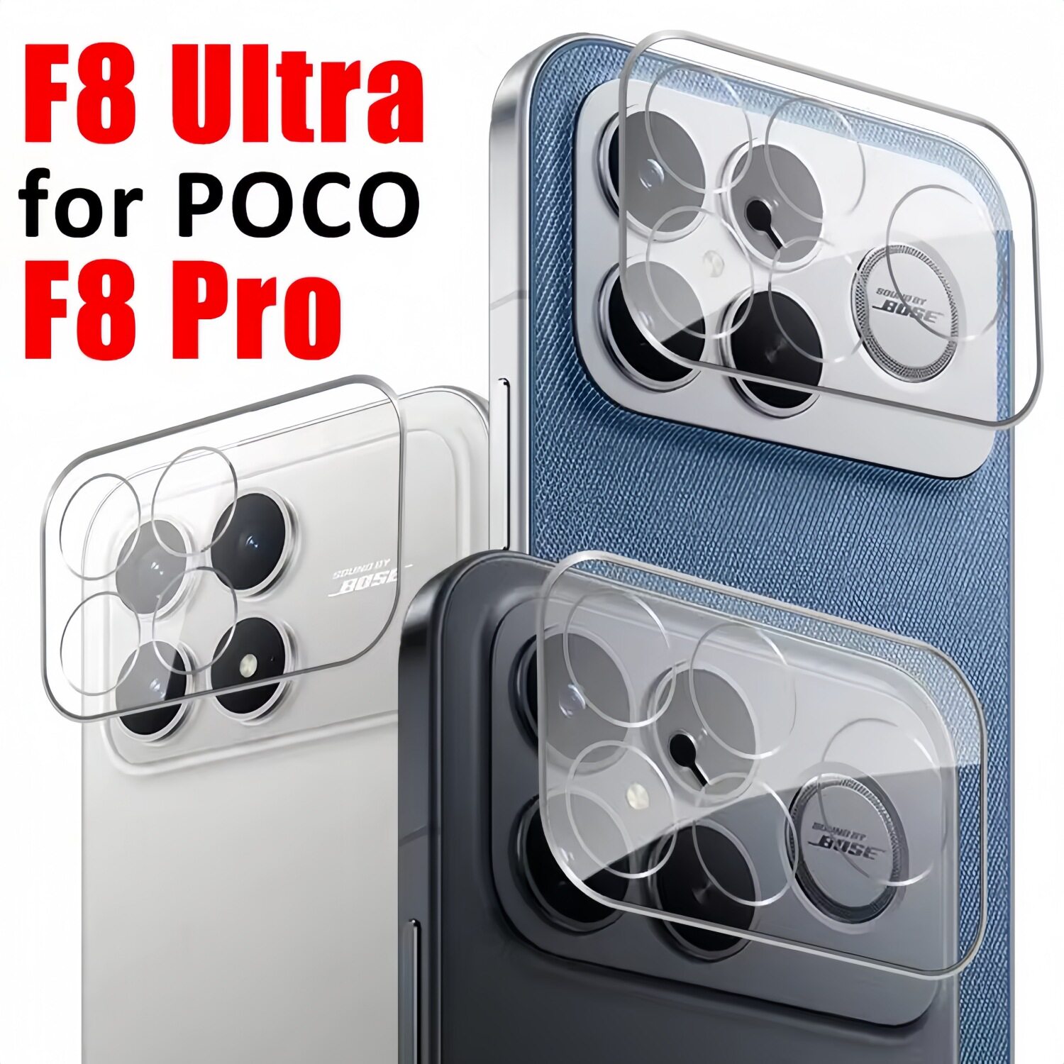 ฟิล์มเลนส์ใส สำหรับ Pocof8Ultra F8Pro ฟิล์มป้องกันกล้องหลังแบบ 3D รวมชิ้นส่วน สำหรับ Redmik90