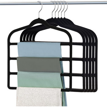 Cross-Border Hot-Selling Four-Layer Flocked Trouser Rack Non-Slip Seamless Four-Compartment Scarf Rack Scarf Rack Tie Rack Clothes Hanger Storage
