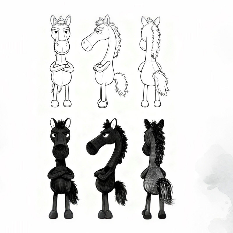 Year of the Horse Mascot Tianxuan Cool Black Horse Bag Pendant Bag Pendant Gift Stuffed Doll 2026 New Style