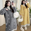 2025 Winter Thickened French Bow Spliced ​​Lace Sweater Long Jacket + Apricot Knitted Skirt Pregnant Mom Suit