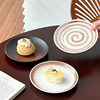 Japanese Retro Coil Ceramic Dessert Plate Steak Western Food Plate High-End Pasta Plate Cake Plate Round Plate Breakfast Plate