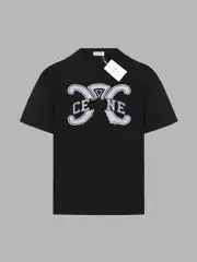 Cl Lin's 25Ss Arc De Triomphe Letter Logo Printed Double Yarn Pure Cotton Short-Sleeve Unisex T-Shirt, Casual and Versatile for Men