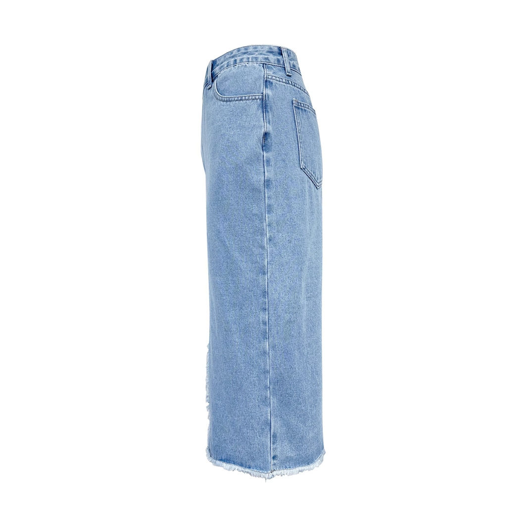 High Waisted Denim Skirt Bodycon Fit Stylish Design Casual Chic Perfect for Spring Summer Wholesale Available