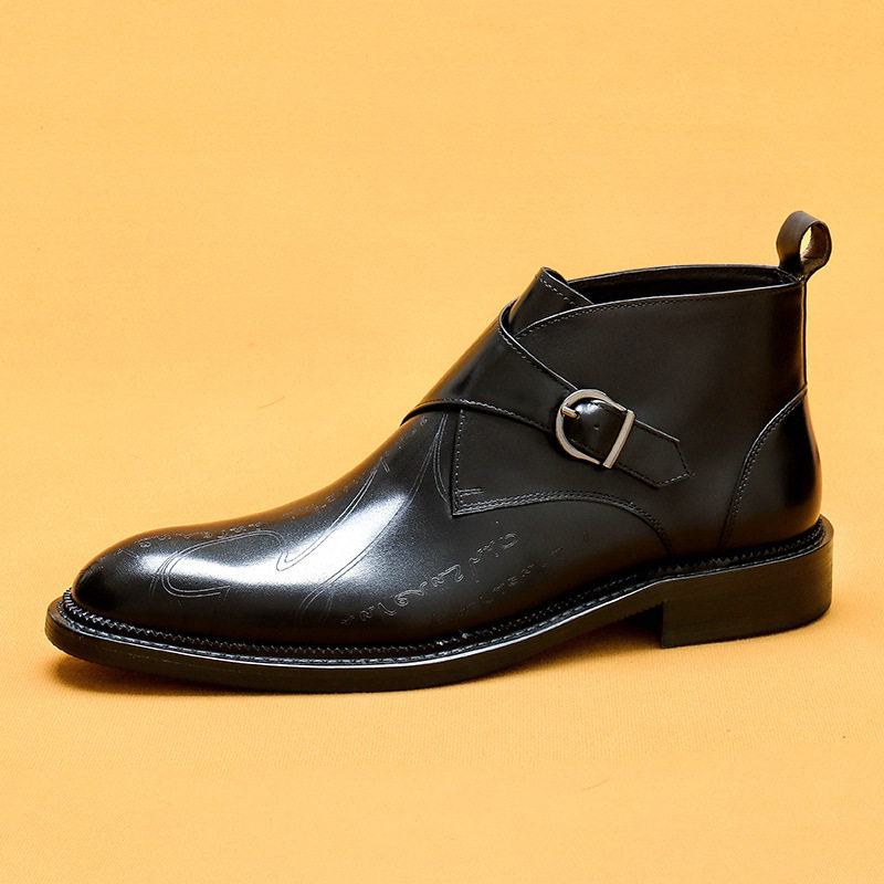 Boot Nam Da Thật Cổ Cao Khóa Cài Chiều Cao Đế Khoảng 3cm Màu Đen, Nâu