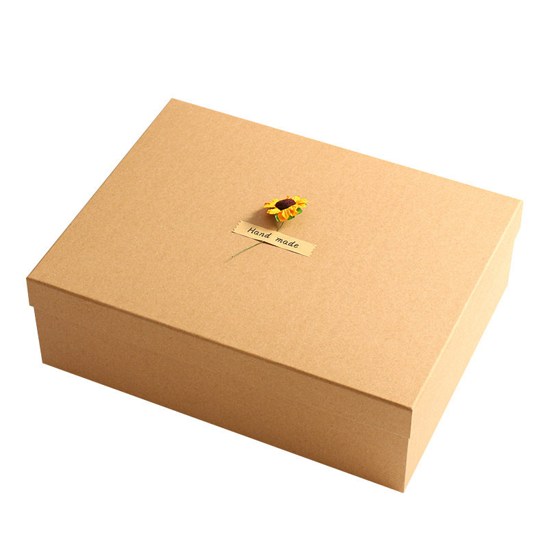 Factory direct gift box packaging empty box yellow rectangular heaven and earth cover packaging box Kraft paper gift box