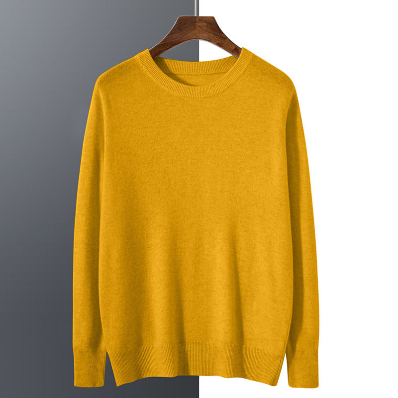 新款秋冬男士圆领针织宽松毛衣打底衫V领套头羊毛衫纯色大码毛衣
