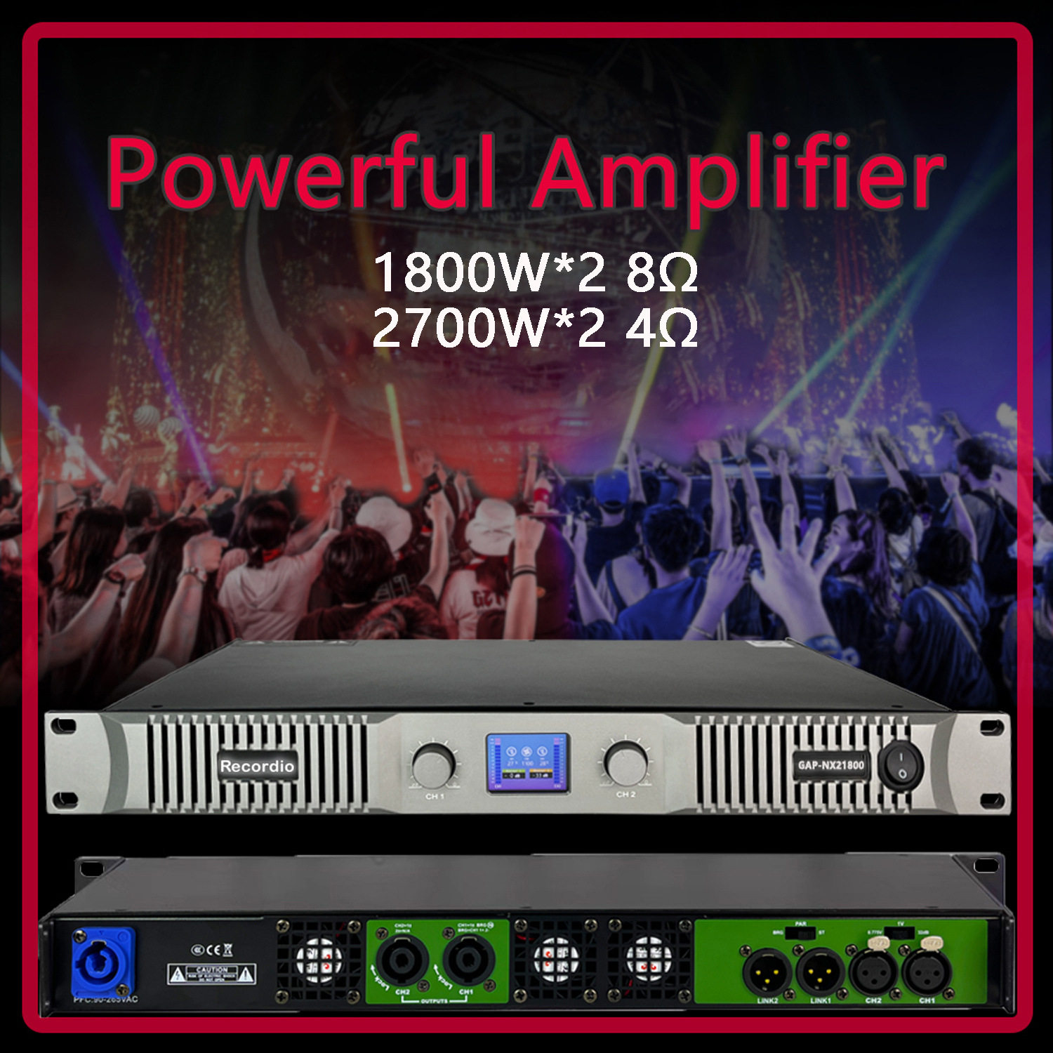 Manufacturer cross-border power amplifier 1800W * 2 high quality class D stage nightclub power amplifier professional digital amplifier