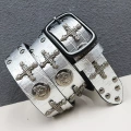 Cross skull crocodile pattern silver