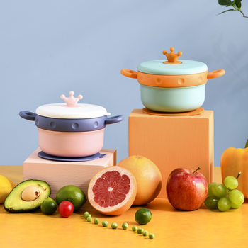 Supplementary Bowl Detachable Crown 316 Stainless Steel Silicone Dinner Plate Suction Tray Bowl Baby Baby Silicone Water Filling Bowl