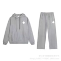Gray hooded straight suit
