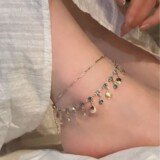 Голубая любовь, супер мигающий двухслойный браслет в виде ракушки, женское летнее чувство, многослойная цепочка на ключицу, ожерелье с кисточками, изысканный браслет на нож