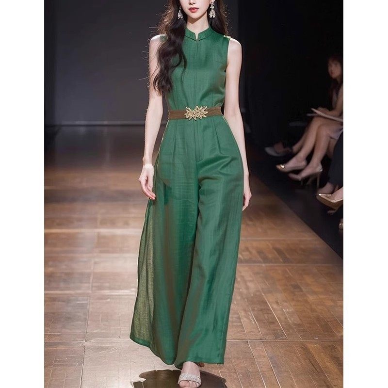 Jumpsuit Nữ Không Tay Phong Cách Quốc Dân Màu Xanh Lá
